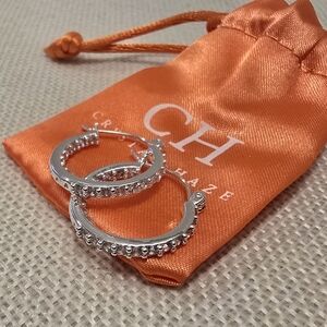 Crystal Haze Silver Hoop Earrings